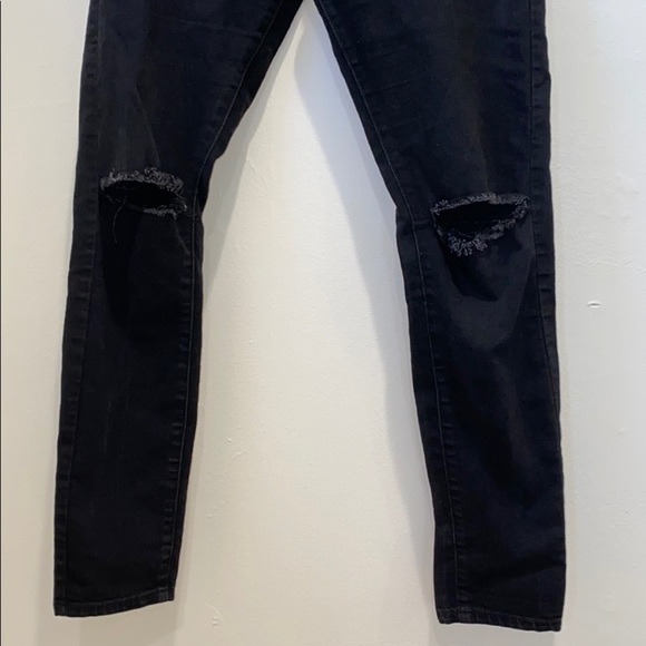 Forever 21 distressed black jeans w/ knee cut outs - Picture 2 of 4
